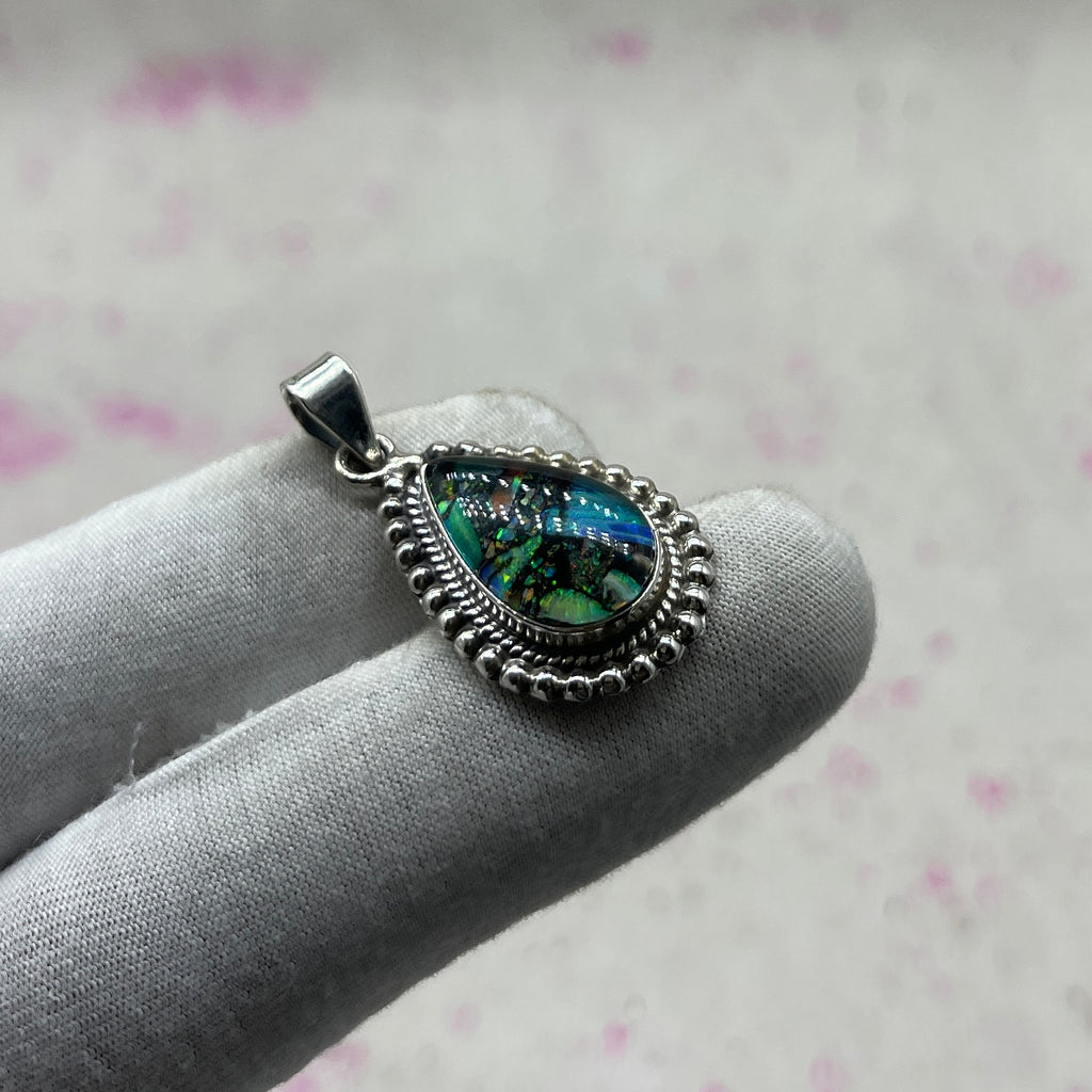 Glass Resin 925 Sterling Silver Handmade Pendant | Modern Artistic Pendant