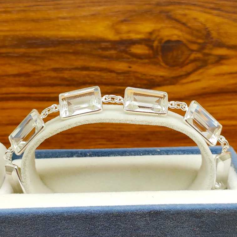 925 Sterling Silver Handmade Crystal Bracelet Classic Jewelry