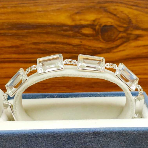 925 Sterling Silver Handmade Crystal Bracelet Classic Jewelry