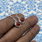 925 Silver Carnelian Earrings – Elegant Round  Gemstone Design