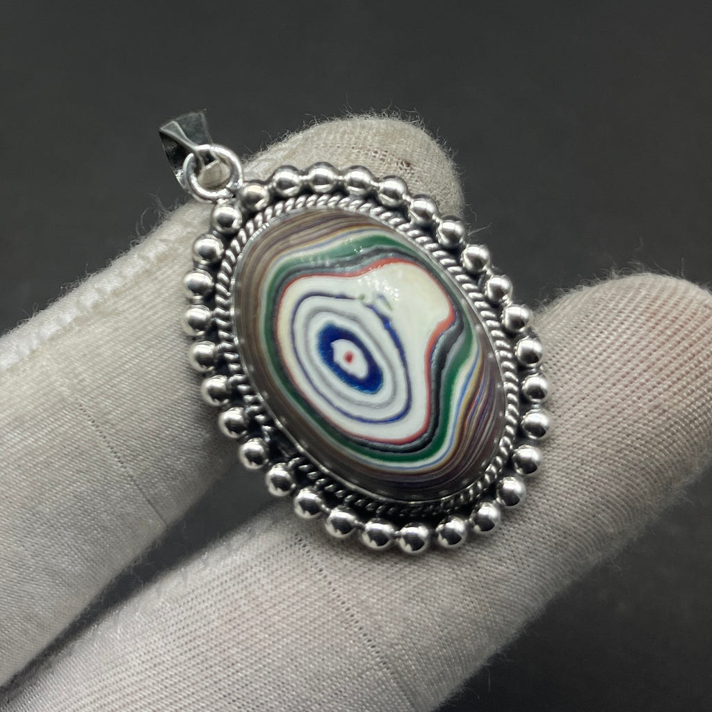 Nepali Fordite 925 Silver Designer Pendant Necklace