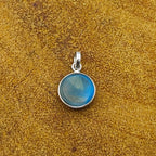 Sky Blue Druzy Oval 925 Silver Bezel Pendant Nepali
