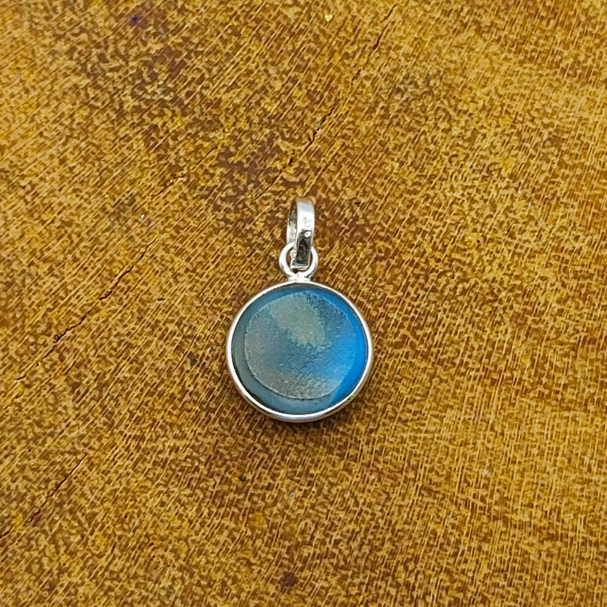 Sky Blue Druzy Oval 925 Silver Bezel Pendant Nepali
