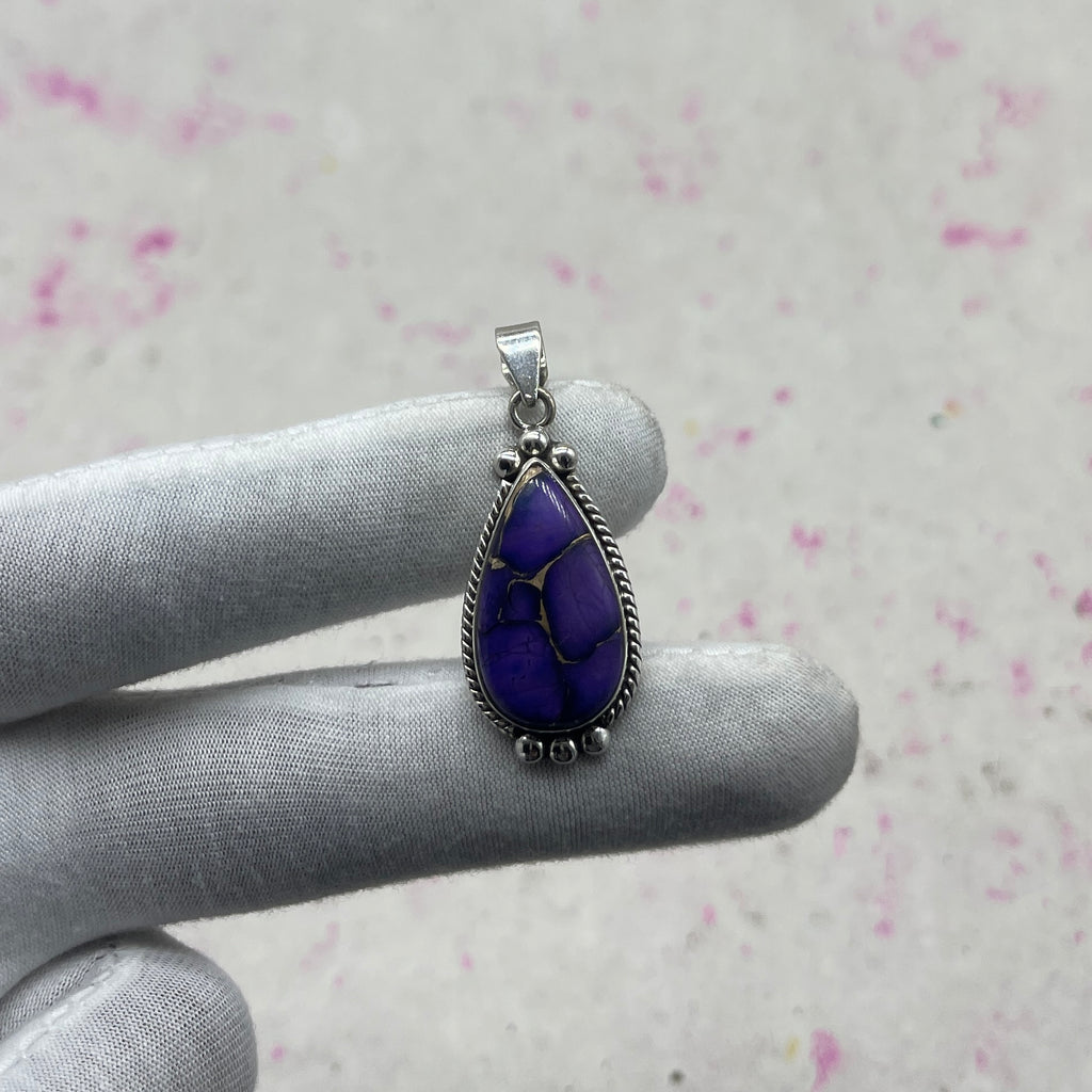 Purple Dahlia Turquoise 925 Sterling Silver Pendant – Artisan Silver Jewelry