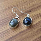 Oval Labradorite 925 Silver Dangle Earrings