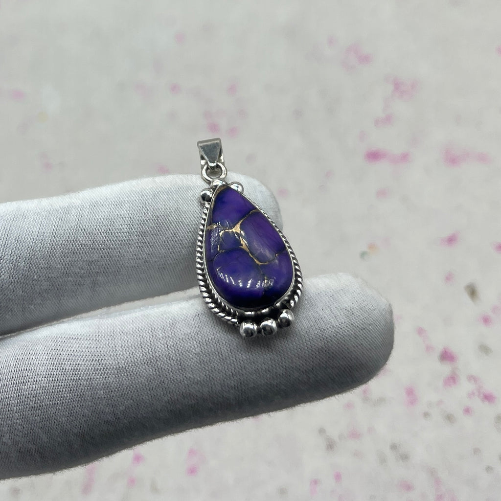 Purple Dahlia Turquoise 925 Sterling Silver Pendant – Artisan Silver Jewelry