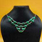 Malachite Rectangle 925 Silver Bezel Long Necklace Classic