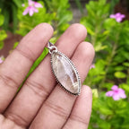 Rutilated Quartz 925 Silver Pendant Designer Boho Artisan Rava Style