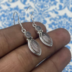 Handcrafted Rose Quartz Earrings – 925 Sterling Silver Marquise Design