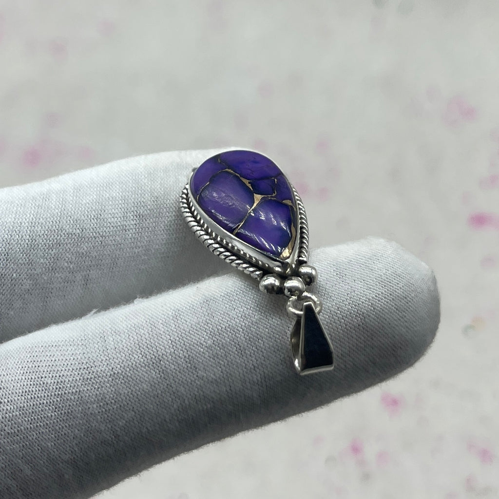 Purple Dahlia Turquoise 925 Sterling Silver Pendant – Artisan Silver Jewelry