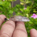Rutilated Quartz 925 Silver Pendant Designer Boho Artisan Rava Style