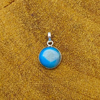 Sky Blue Druzy Oval 925 Silver Bezel Pendant Nepali