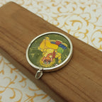 Lord Ganesha Hand-Painted Pendant in 925 Sterling Silver – Sacred Devotional Pendant