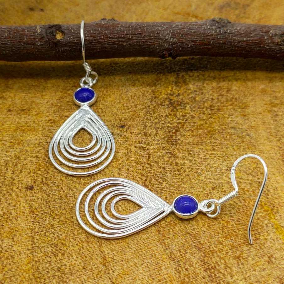 Entemporary Lapis Lazuli Teardrop Frame Earrings