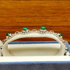 Natural Malachite Round Shape Bracelet Handmade 925 Sterling Silver Jewelry