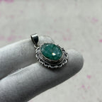 Dyed Emerald 925 Sterling Silver Handmade Pendant | Artisan Bohemian Jewelry