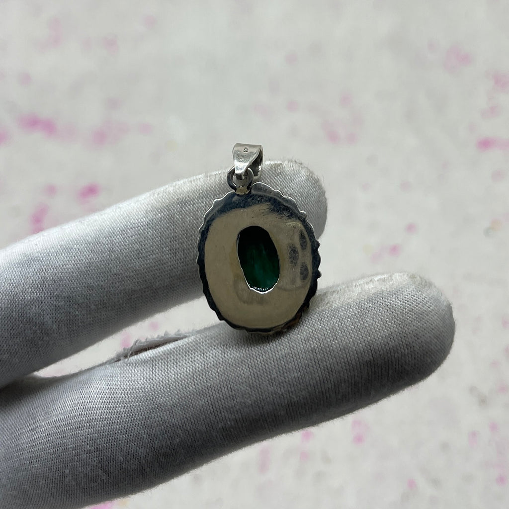 Dyed Emerald 925 Sterling Silver Handmade Pendant | Artisan Bohemian Jewelry