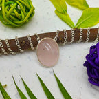 Rose Quartz 925 Silver Oval Chain Necklace Gift Jewelry