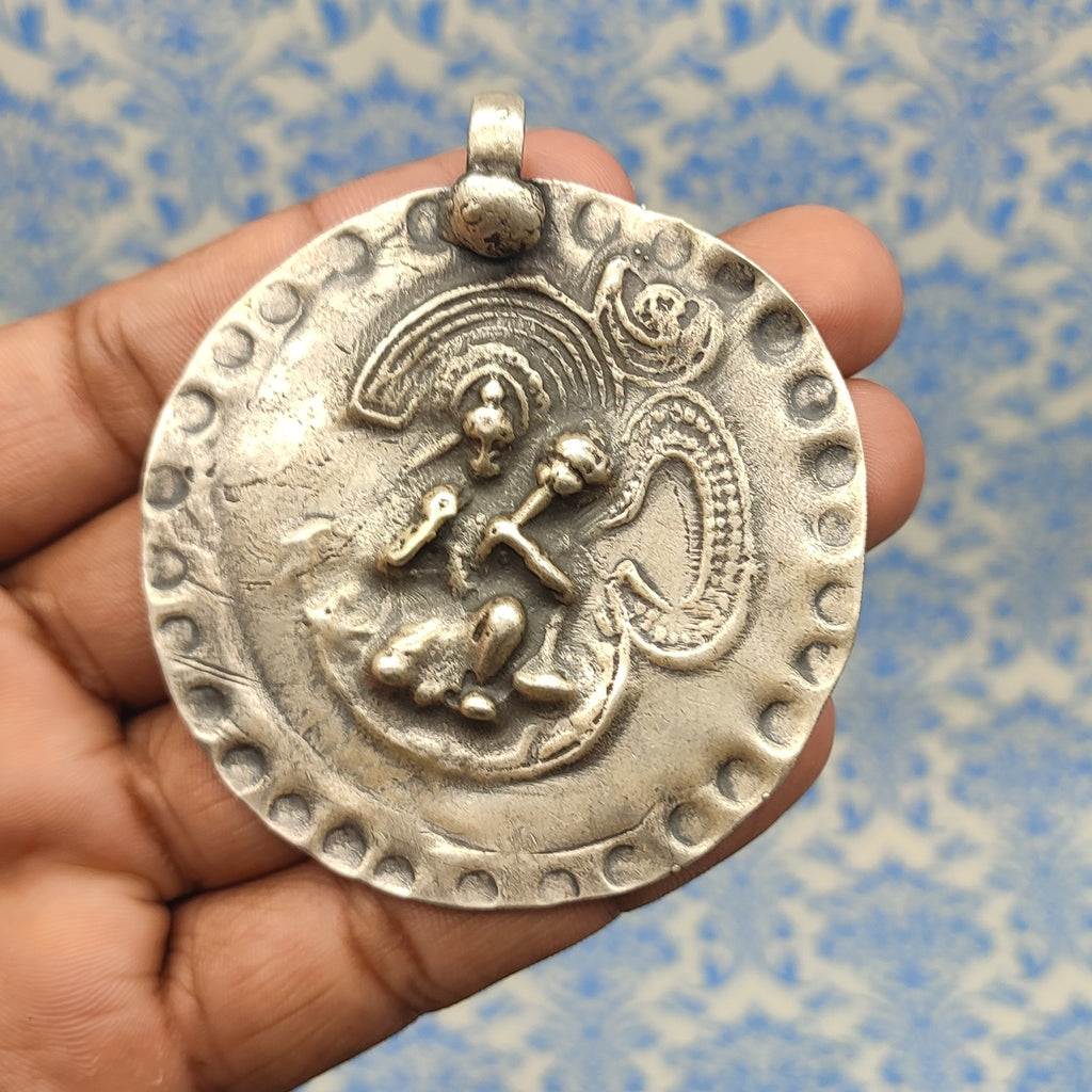 Tribal Hanuman Lord Vintage Solid Silver Pendant Antique Finish Handmade One of a Kind