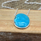 Tibetan Turquoise 925 Silver Oval Chain Necklace Handmade Gift