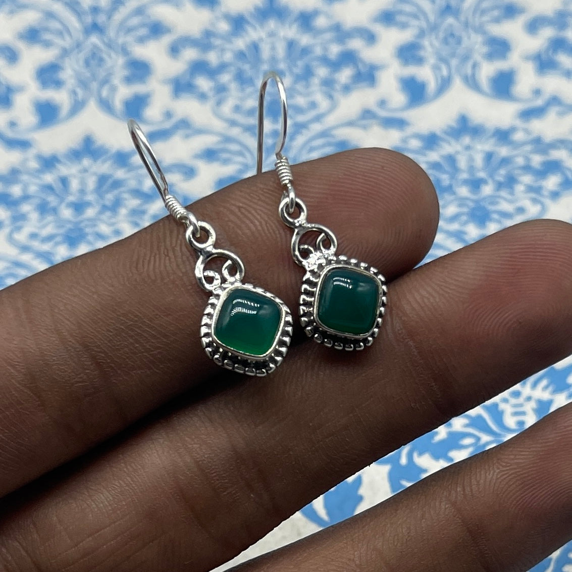 Boho Gemstone Earrings – 925 Silver Artisan Jewelry