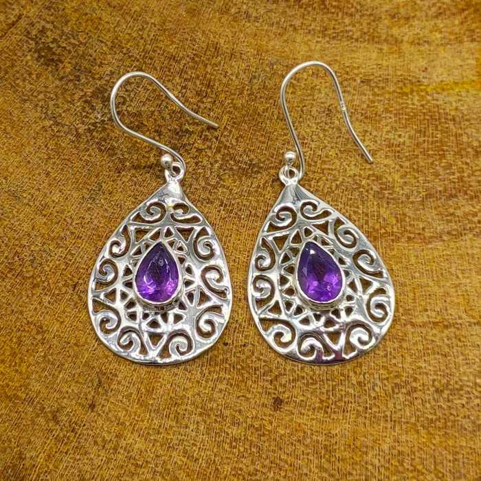 Handcrafted Amethyst Statement Drop Earrings