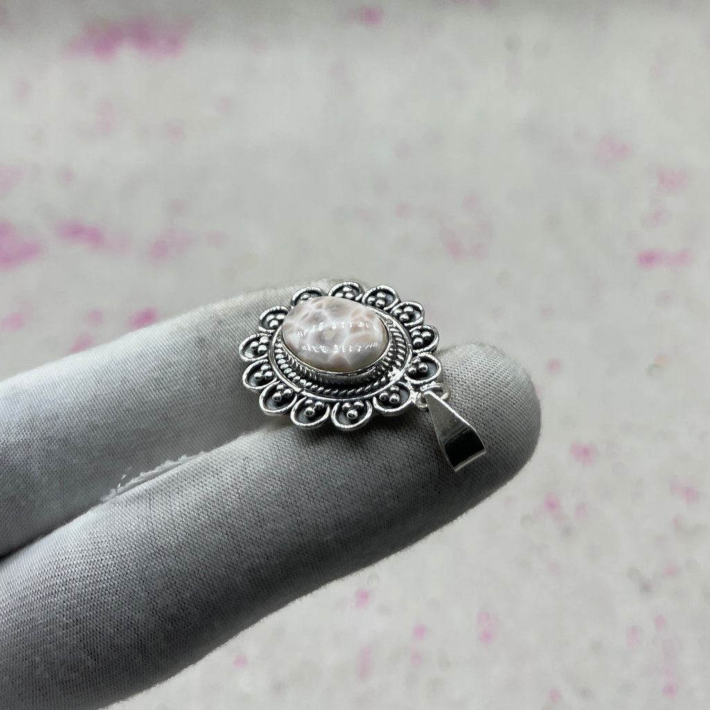 Pink Larimar 925 Sterling Silver Handmade Pendant | Soft Pastel Boho Pendant