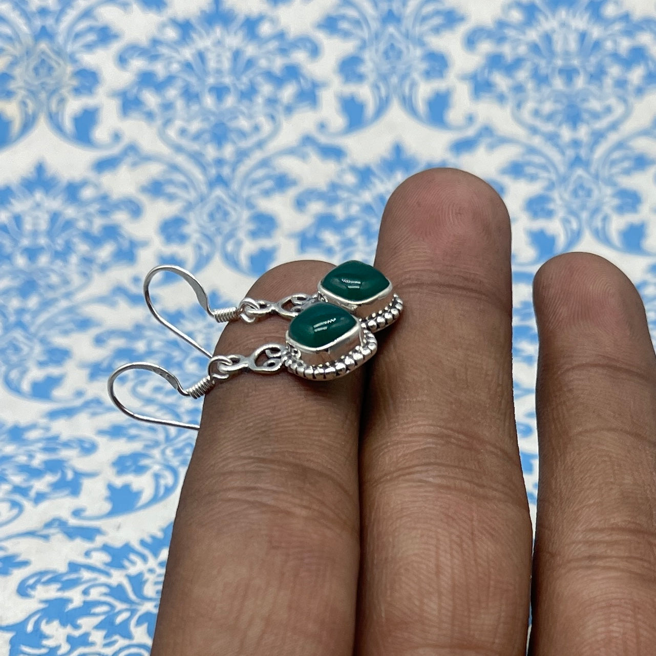 Boho Gemstone Earrings – 925 Silver Artisan Jewelry