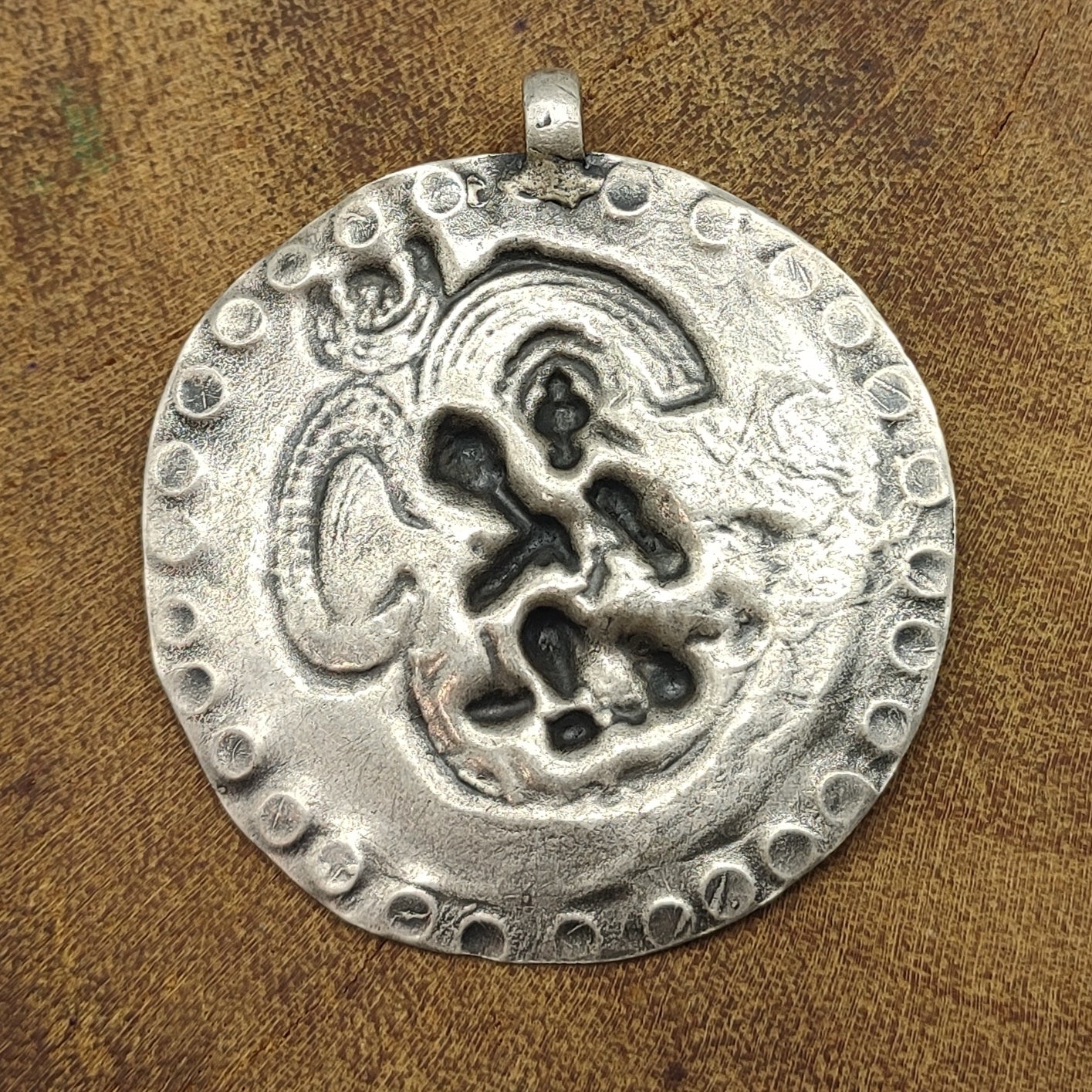 Tribal Hanuman Lord Vintage Solid Silver Pendant Antique Finish Handmade One of a Kind