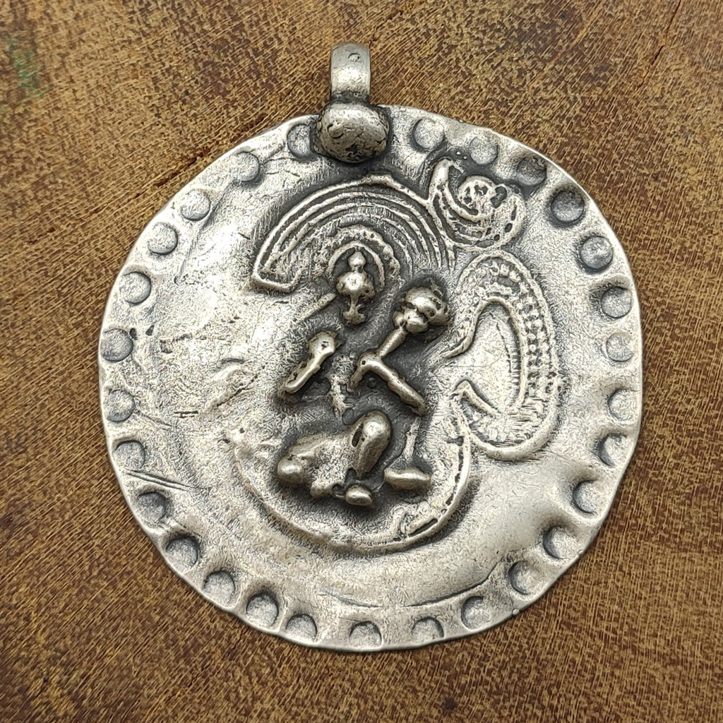 Tribal Hanuman Lord Vintage Solid Silver Pendant Antique Finish Handmade One of a Kind
