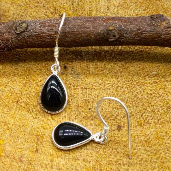 Chic Bohemian Black Onyx Silver Earrings