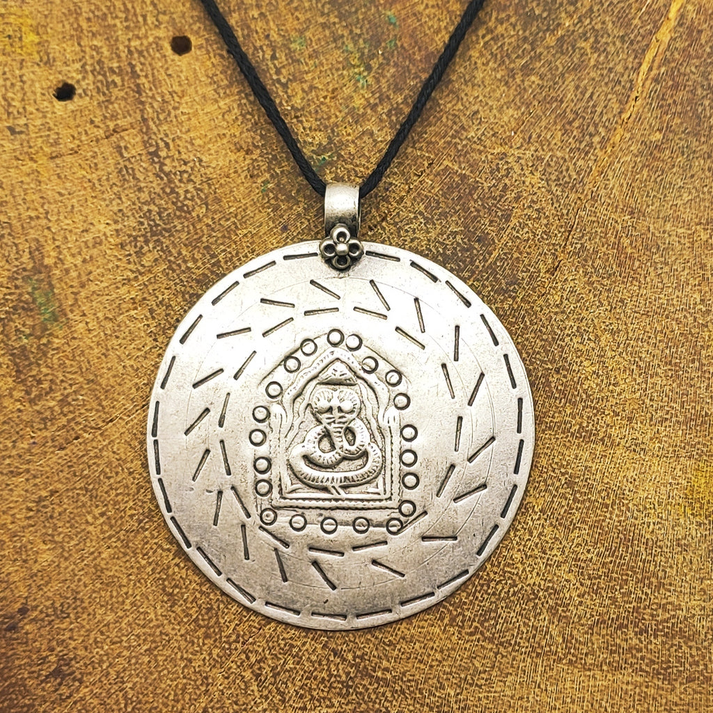 Tribal Snake Vintage Solid Silver Pendant Antique Finish Handmade One of a Kind