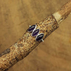 Bezel 925 Silver Amethyst Triple Stone Handcrafted Ring