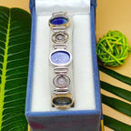 Fine Handmade 925 Sterling Silver Lapis & Amethyst  Bracelet Elegant Gemstone Jewelry