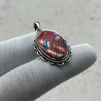 Pink Dahlia Stone 925 Sterling Silver Handmade Pendant | Statement Artistic Jewelry