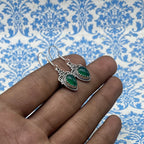 925 Silver Boho Green Onyx Earrings