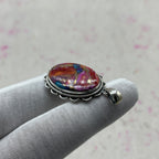 Pink Dahlia Stone 925 Sterling Silver Handmade Pendant | Statement Artistic Jewelry