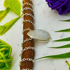 Rainbow Moonstone 925 Silver Oval Chain Necklace Handmade Gift