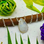 Rainbow Moonstone 925 Silver Oval Chain Necklace Handmade Gift