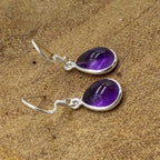 Boho Amethyst  Teardrop Silver Earring