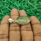 Soft Green Prehnite Pendant in 925 Sterling Silver – Minimal Boho Style