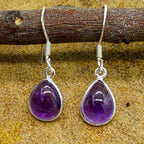 Boho Amethyst  Teardrop Silver Earring