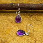Boho Amethyst  Teardrop Silver Earring