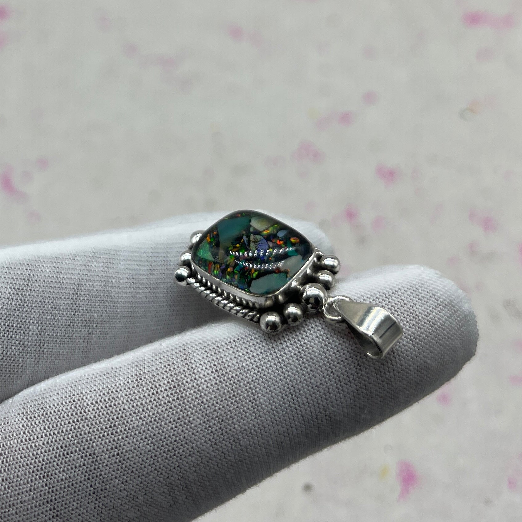 Glass Resin 925 Sterling Silver Handmade Pendant | Trendy Boho Silver Pendant