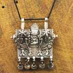 Tribal Padti Drum with Hanging Vintage Solid Silver Pendant Antique Finish Handmade