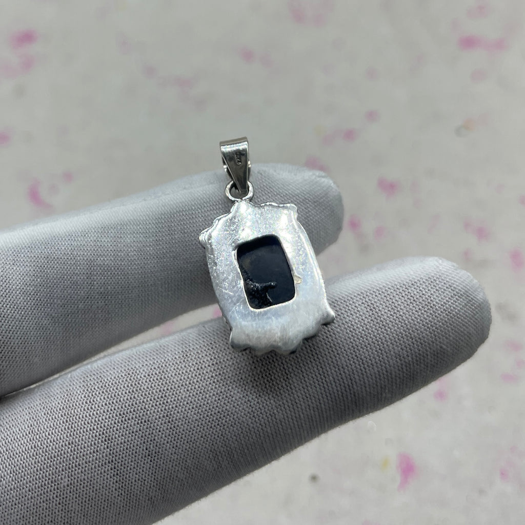 Glass Resin 925 Sterling Silver Handmade Pendant | Trendy Boho Silver Pendant