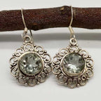 Elegant Round Green Amethyst Statement Earrings