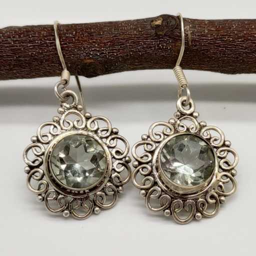 Elegant Round Green Amethyst Statement Earrings