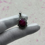 Dyed Ruby 925 Sterling Silver Handmade Pendant | Vintage Boho Statement Pendant