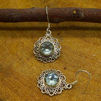 Elegant Round Green Amethyst Statement Earrings